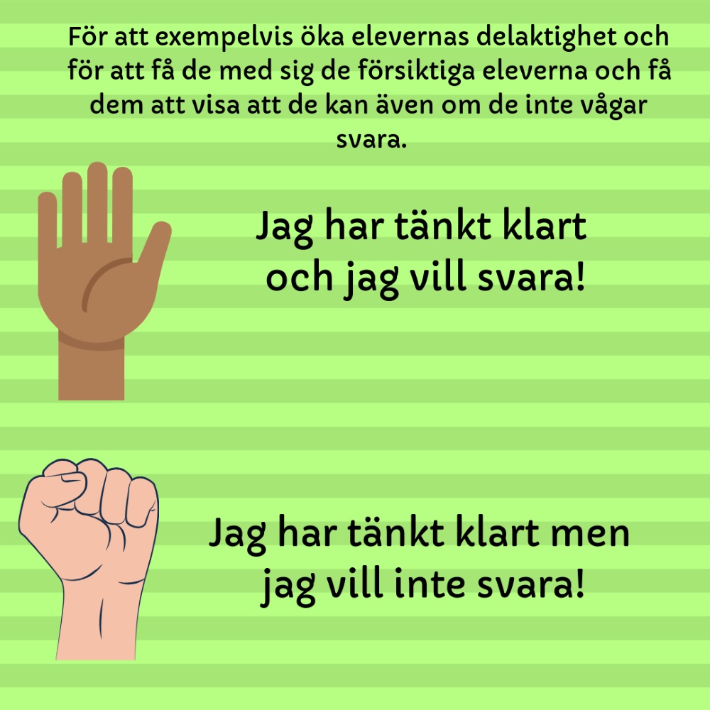 Två händer upp som vill fråga något