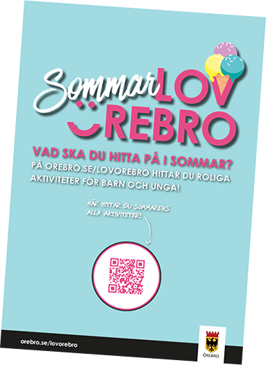 En ljusblå affisch med text som sommarlovsaktiviteter.