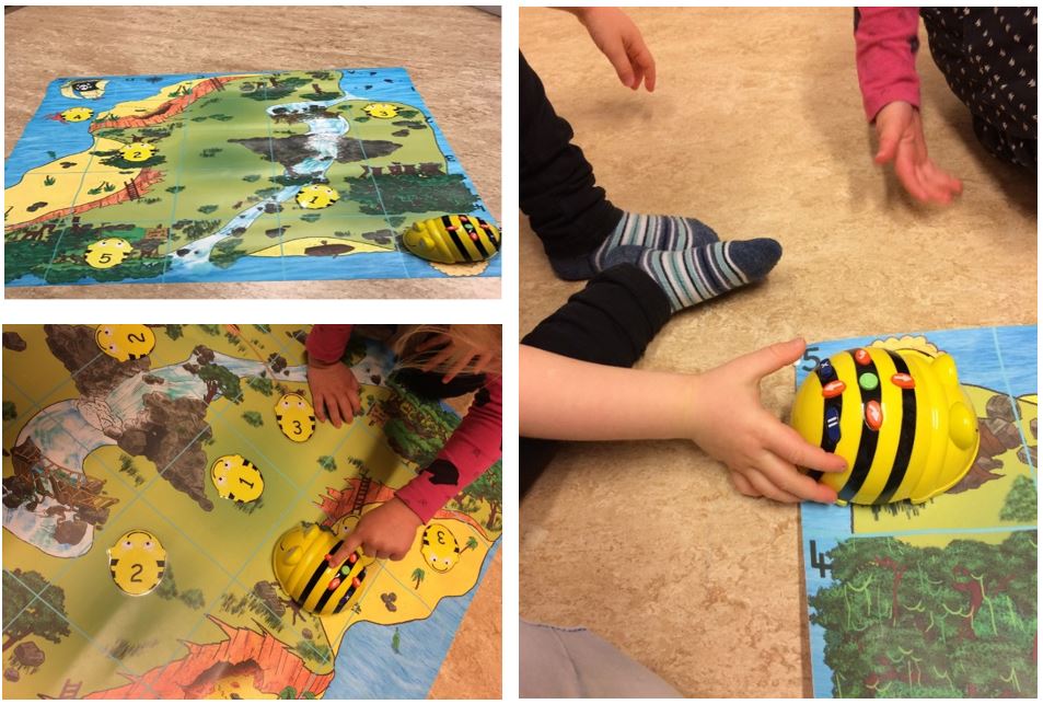 Beebot och en matta