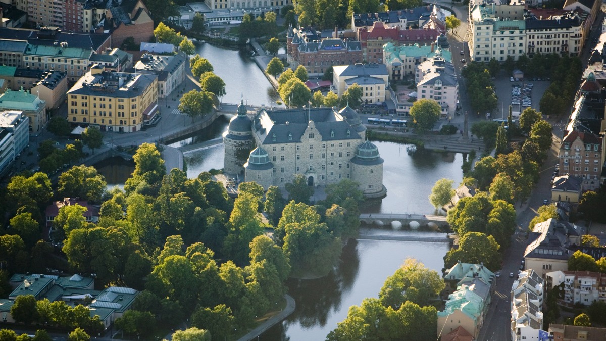 En flygbild av Örebro.